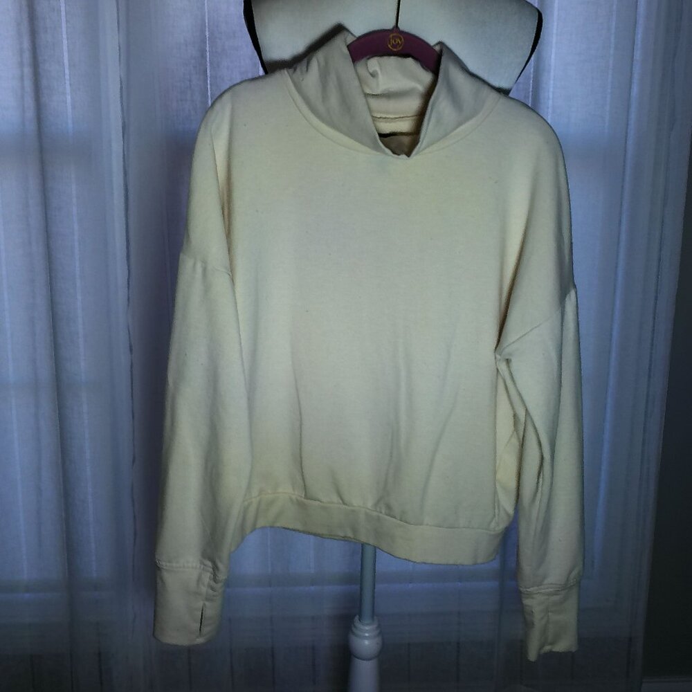 GAP Cloud Long Sleeve Cowl Neck Cream Cropped Sweatshirt S